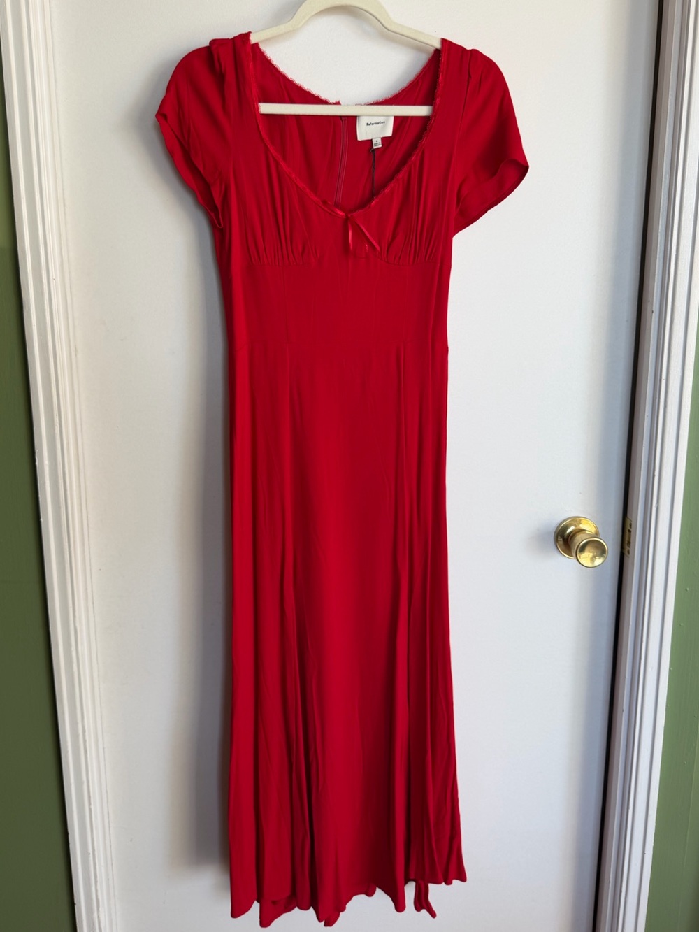 Reformation Afton Red Maxi Dress with Cap Sleeves BNWT